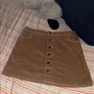Express Brown Corduroy Mini Skirt with Buttons